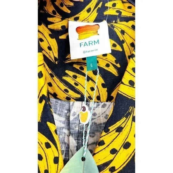 FARM RIO NWT Black Spotted Banana Print Mini Romper LARGE